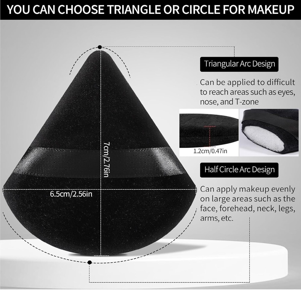 Dual-Use Triangle and Round Makeup Puffs - 6 Pcs for Perfect Application