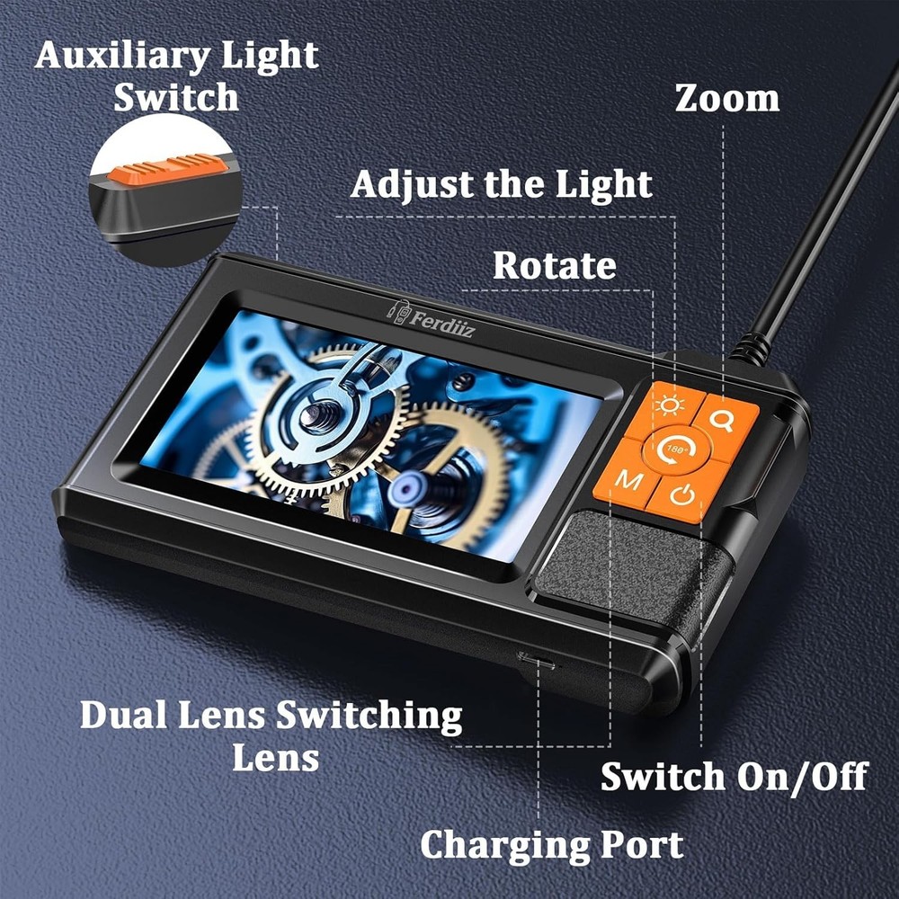 Dual-Lens Borescope with 4.3