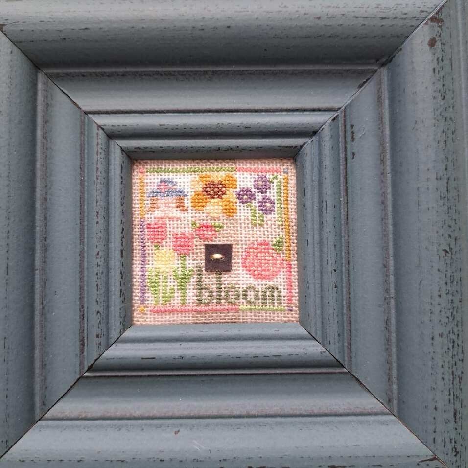 FINISHED & FRAMED Cross Stitch "Mini Gingham-May Bloom" by Twisted Threads