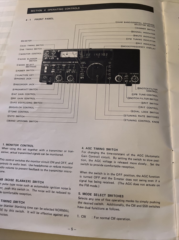 ICOM IC-R70 INSTRUCTION MANUAL ORIGINAL