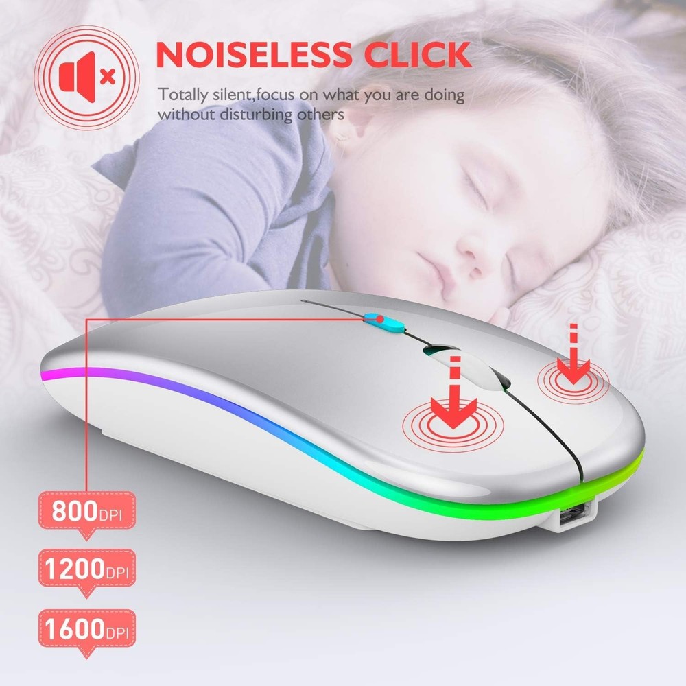 Wireless Bluetooth Mouse for MacBook Air/Mac/Pro/Laptop/Computer/PC,Rechargea...