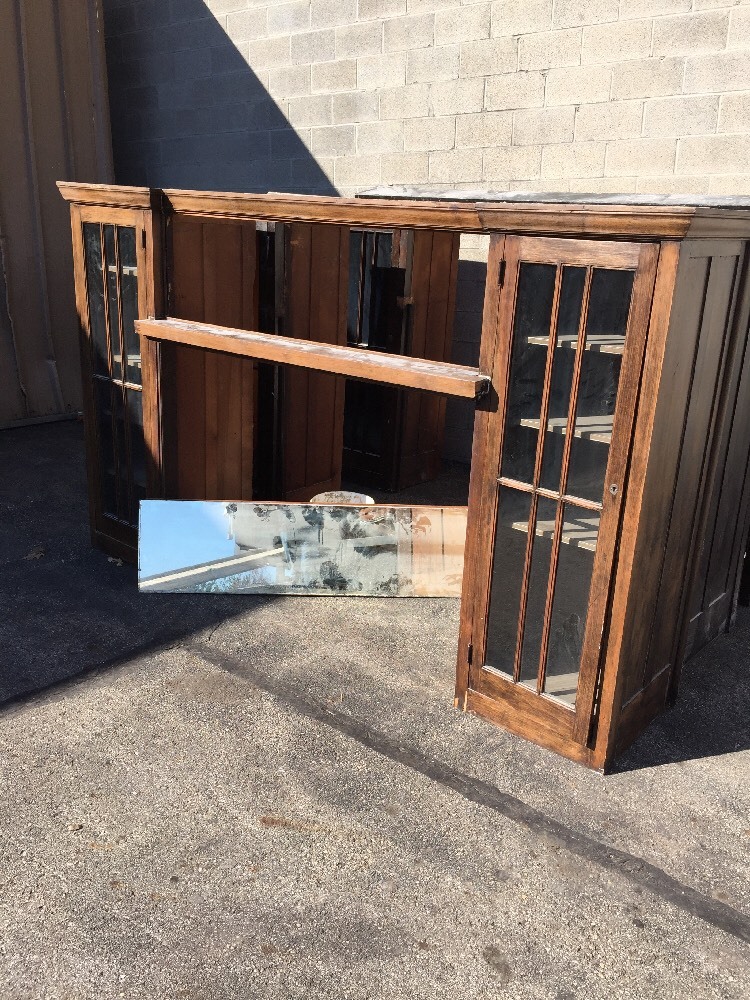 Cm 76 Antique Built In Birch BookcasesWith Mirror