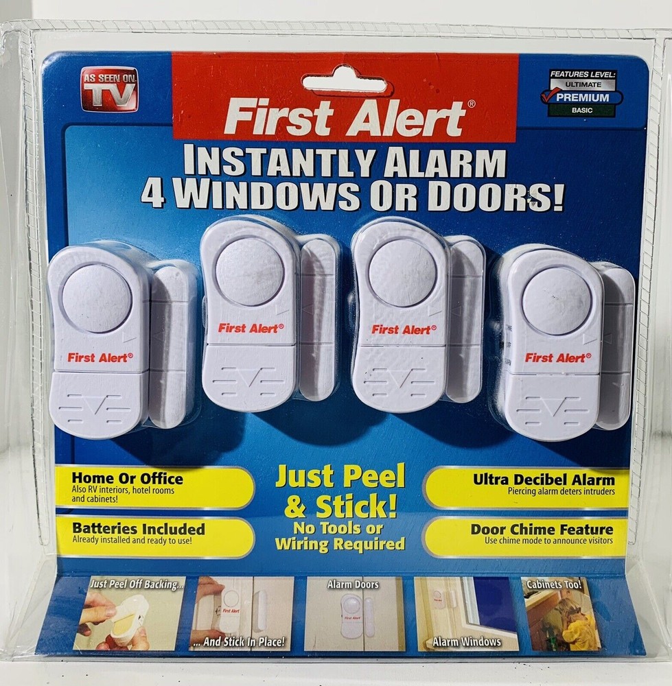 First Alert Instant Alarms windows or doors 4 pack peel & stick