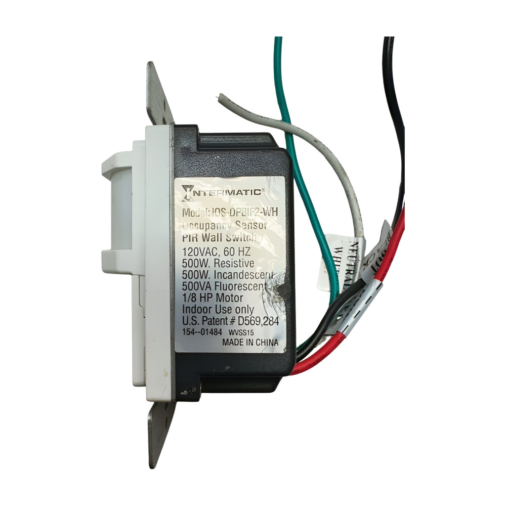 Intermatic IOS-DPBIF2-WH White Occupancy Sensor PIR Wall Switch, 120VAC