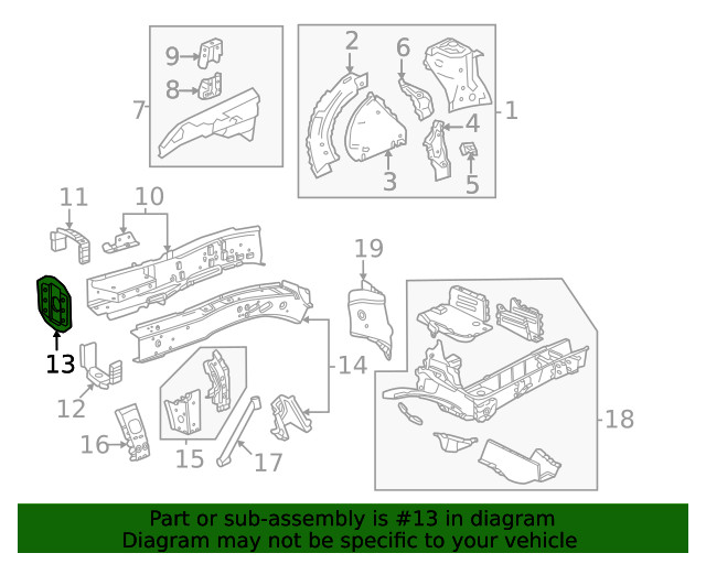 Genuine GM Passenger Side Frame Rail End 84461490
