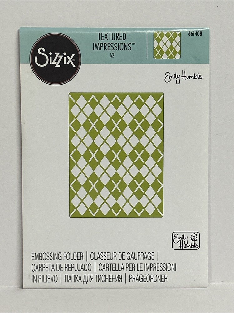 Textured Impressions Argyle Embossing Folder Emily Humble A2 661408