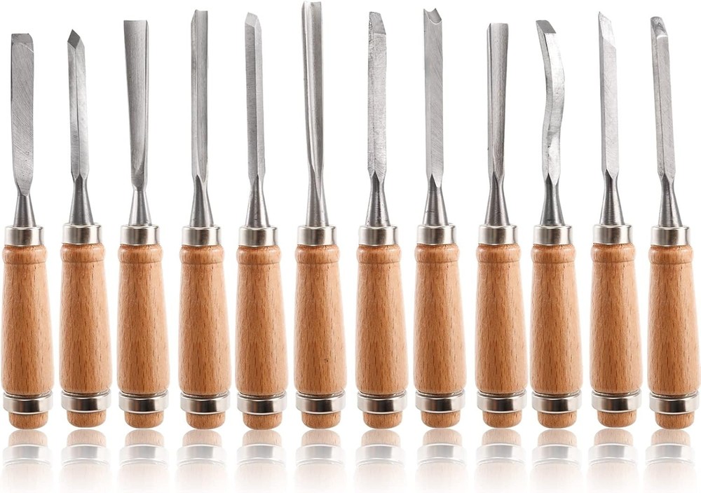 12 PCS Wood Carving Tools Set - Includes Gouges & Chisels for All Skill Levels