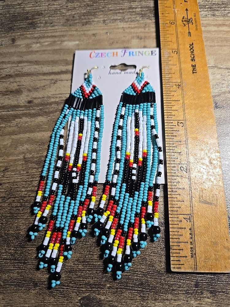 New Beaded Southwest Look Earrings Xtra Long