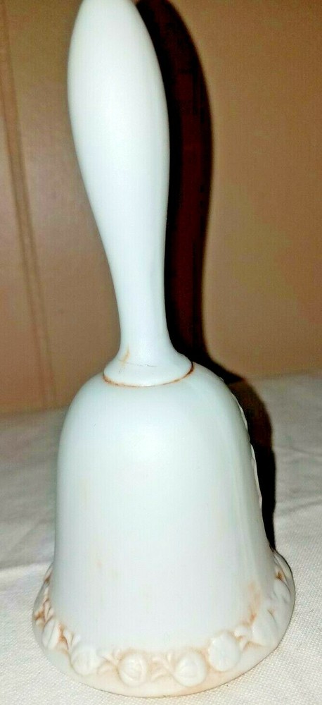 Bell 5" LEFTON Egg Shell White Bisque Raised Relief Cherubs On Front Vintage