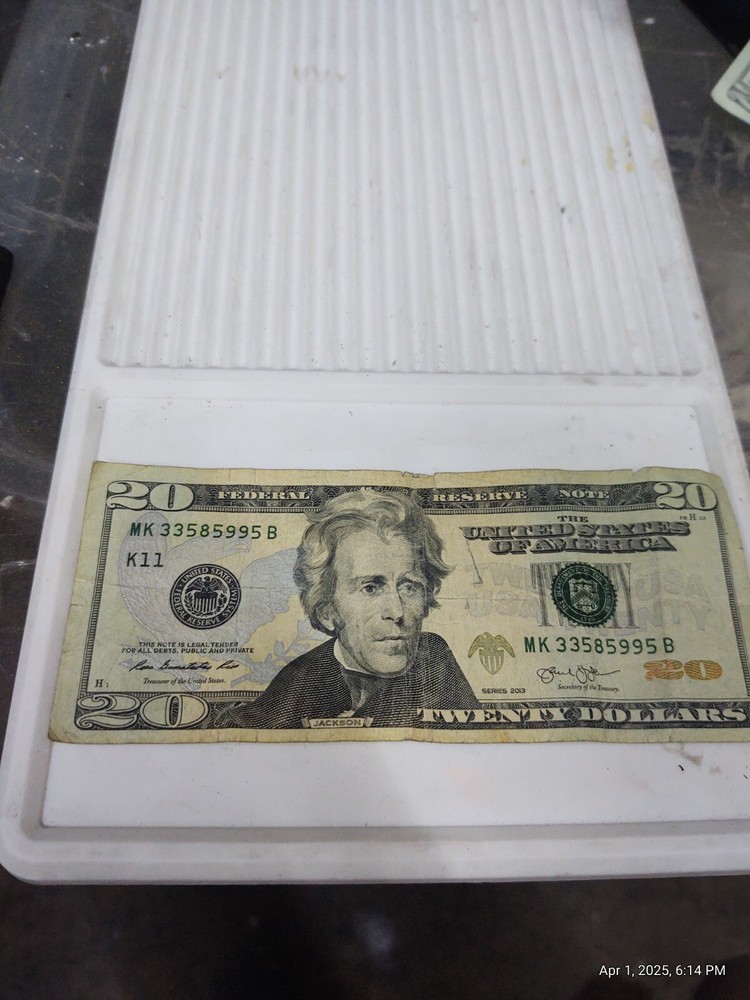 $20 2013 MK serial# ink bleed off