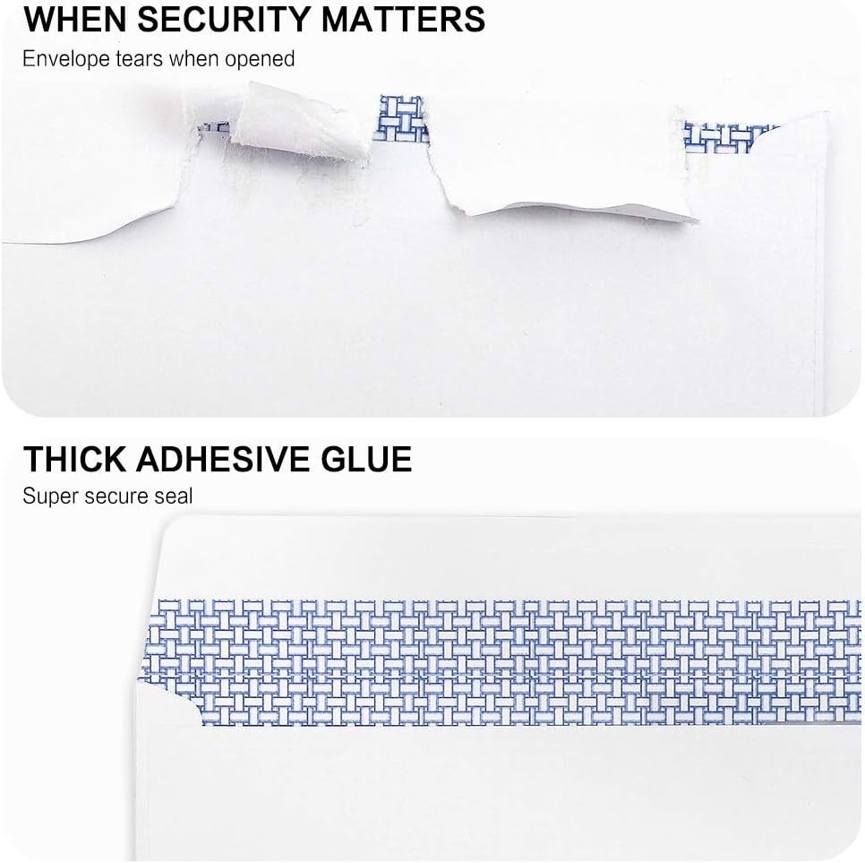 #10 Security Envelopes 1000 Pack Self Seal Windowless 24lb White