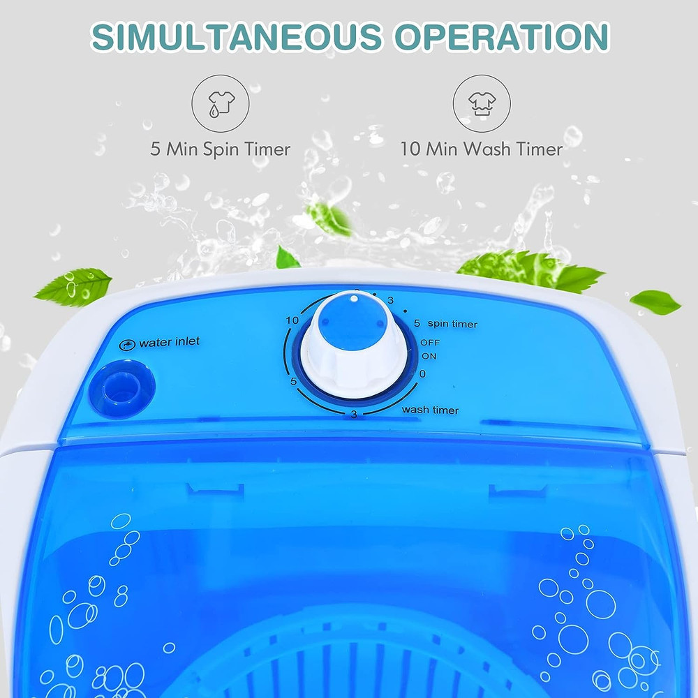 Compact Mini Washer & Spinner, 5.5lbs Semi-Automatic Portable Laundry Machine