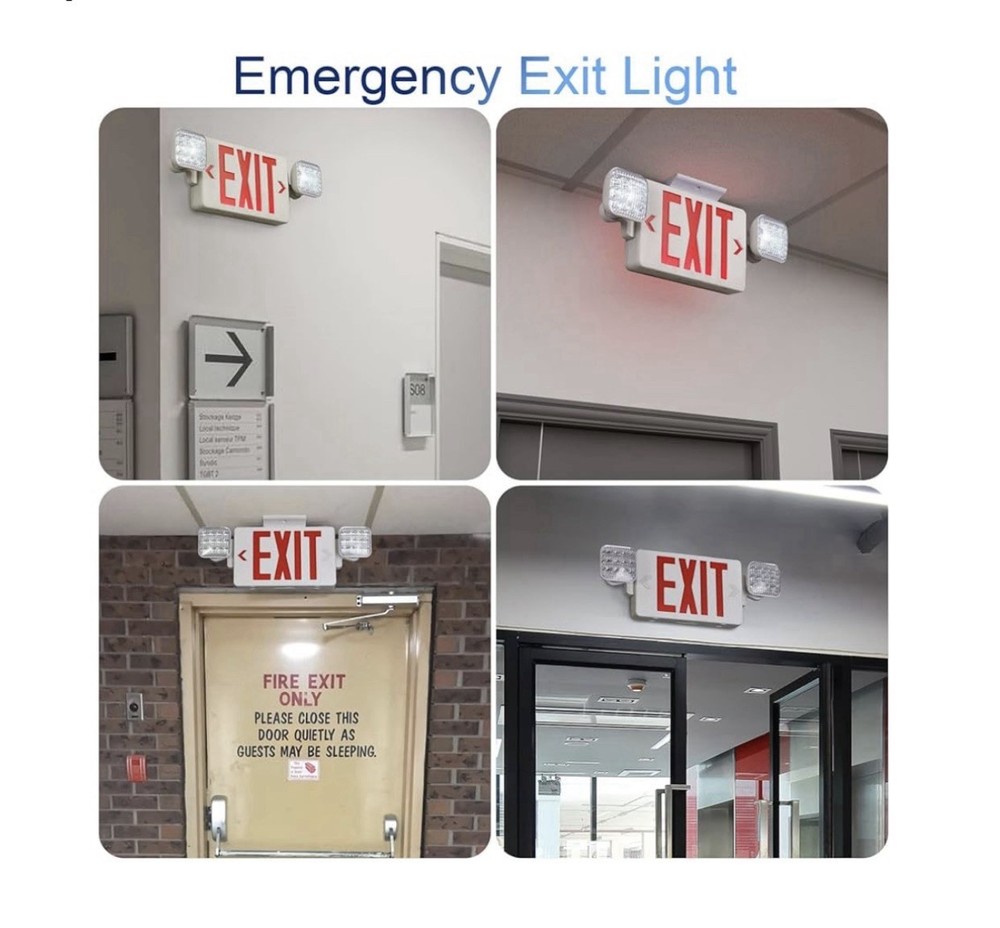 NEW Red LED Exit Sign w/ Adjustable Dual Heads, Includes Mounting Hardware