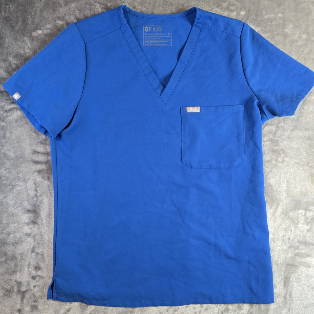 FIGS Technical Collection One Pocket Scrub Top Womens Medium Blue