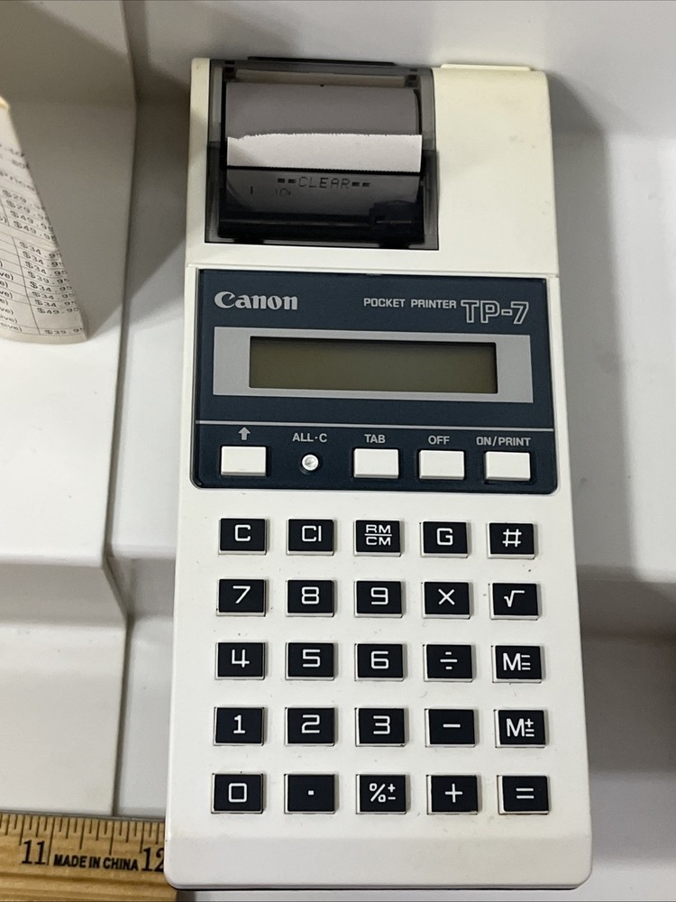 Vintage Canon TP-7 Electro Printer Calculator Original Box Instructions & Case