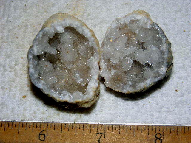 Geode pair opened with crystal centers 2 inch G32