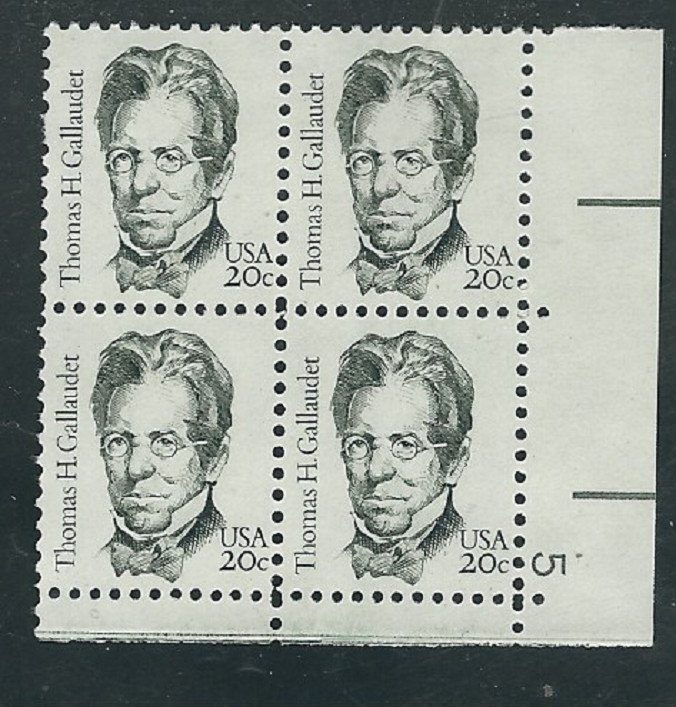 Scott # 1861...20 Cent ..Thomas Gallauder...Plate Block