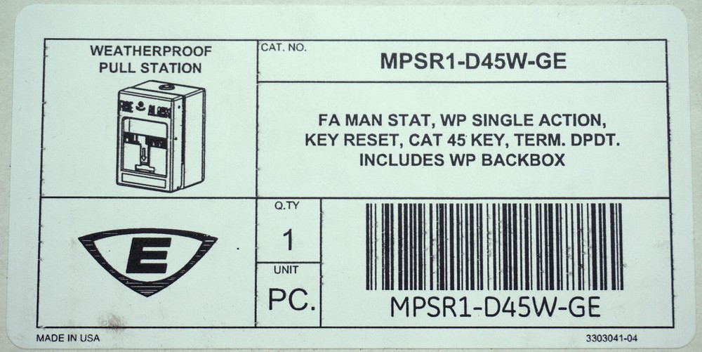 Edwards Weatherproof Pull Station MPSR1-D45W-GE