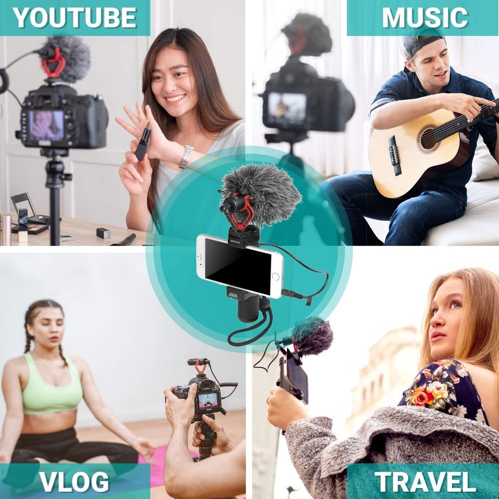 Movo Smartphone Video Rig w/ Microphone, Grip, & Strap for iPhone 8, X, & More
