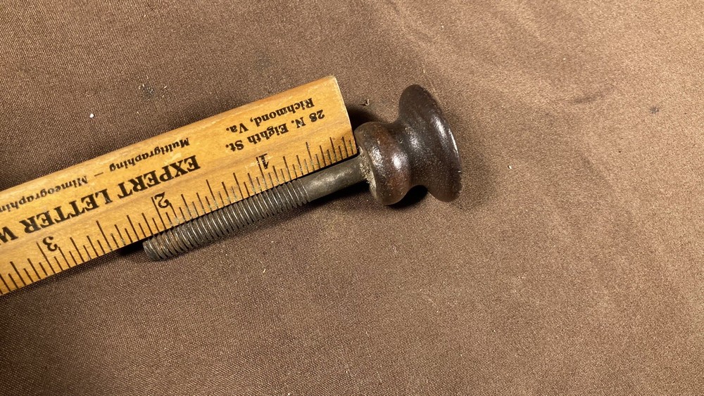 Antique Walnut? Round Knob Thick Drawer Door Pull Handle Long Threaded Shank
