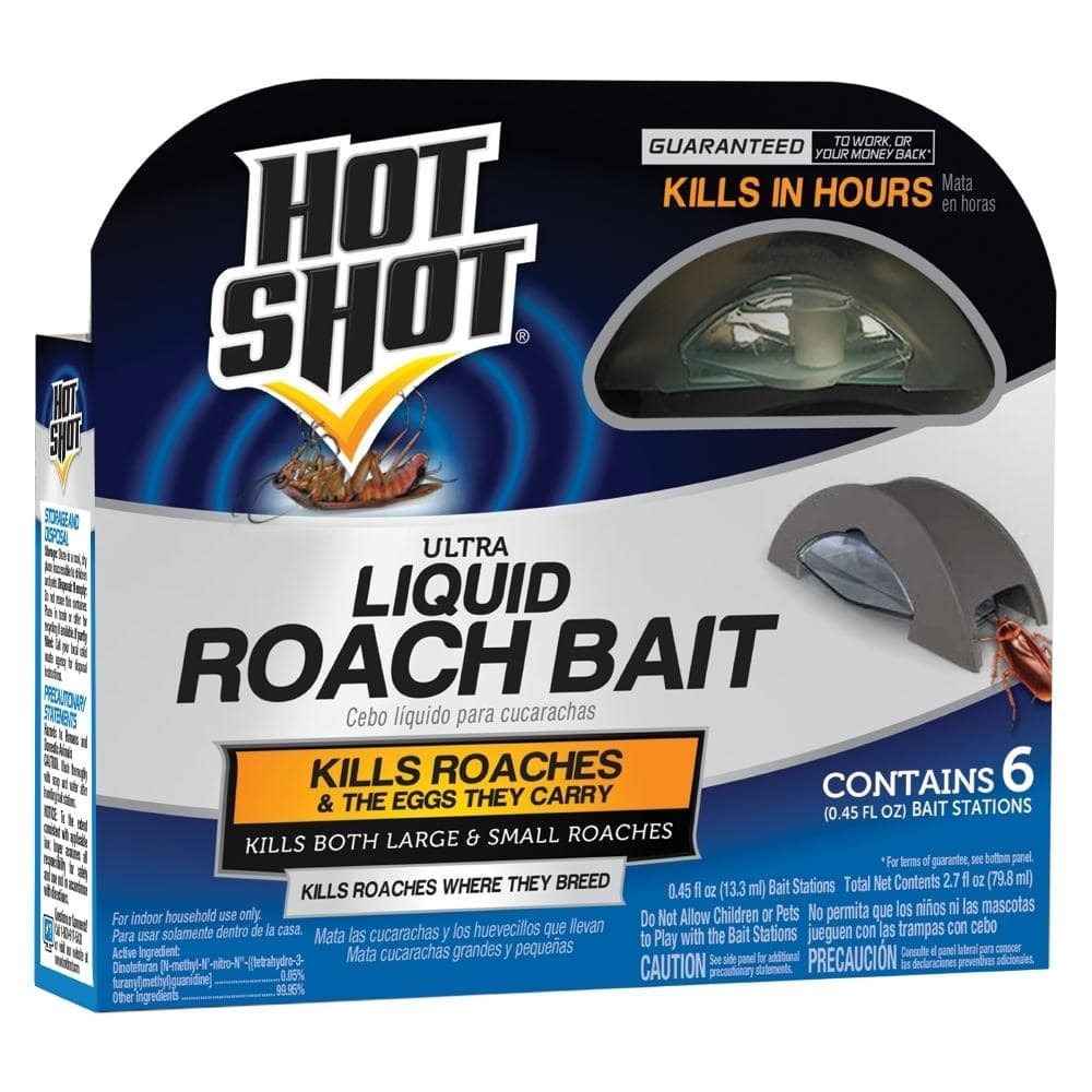 HOT SHOT ULTRA LIQUID ROACH BAIT - 6 COUNT - KILLS ROACHES FAST!!