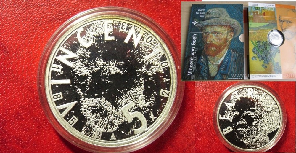 2003 Netherlands Silver 5 euro- Van Gogh-Nice holder