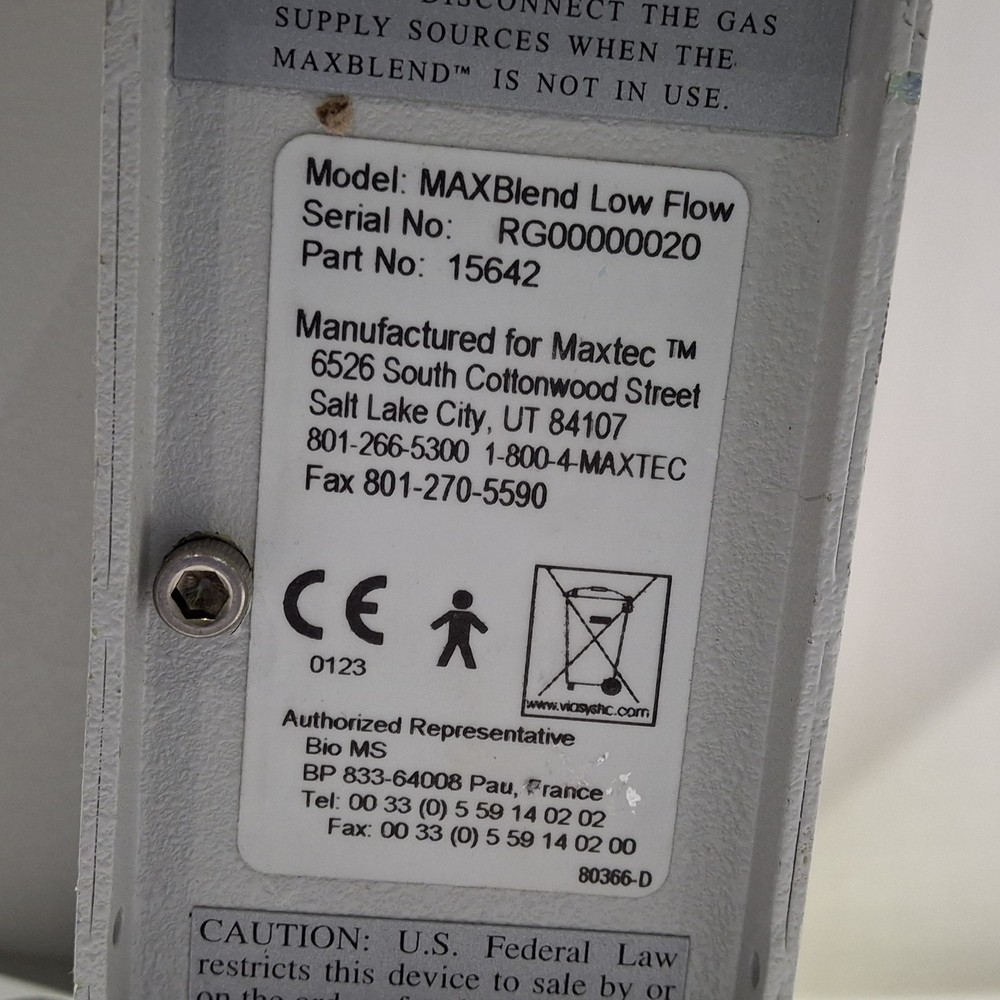 Maxtec, Inc. MAXBlend Low Flow Air/Oxygen Blender
