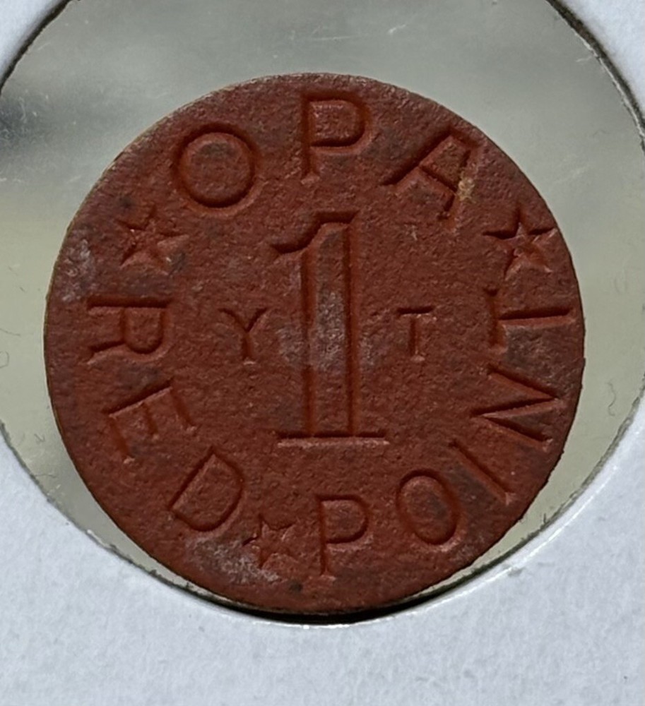 Opa Red Point YT WWII US Ration Token