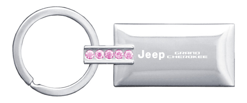 Jeep Grand Cherokee Jeweled Rectangular Key Ring (Pink)