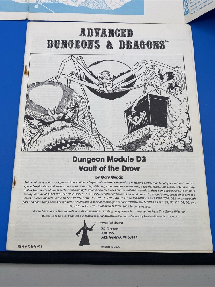 ADVANCED DUNGEONS & DRAGONS DUNGEON MODULE D1 D2 D3 COMPLETE MODULE SET TSR 1978