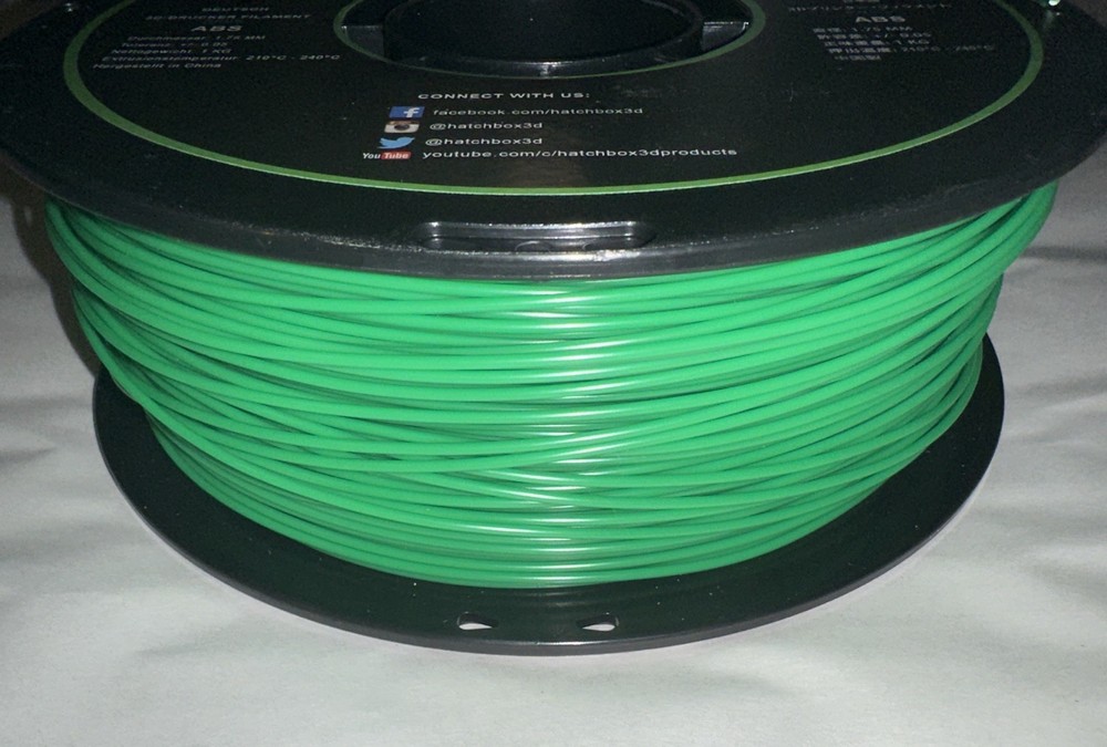 HATCHBOX ABS Filament in Green, 1kg Spool