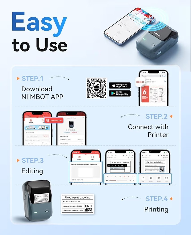 Label Maker Machine, Thermal Label Printer Easy to Use for Office, Home,...