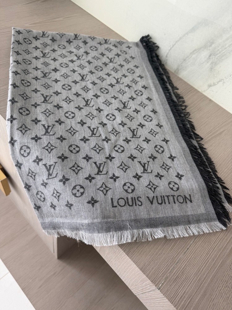 Louis Vuitton Silver/Gray Monogram Scarf