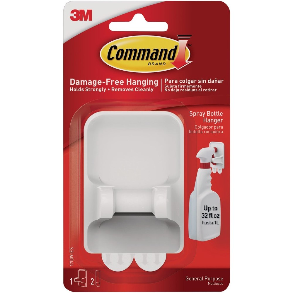 Command Spray Bottle Hanger, White, 1 Hanger, 2 Large Strips 17009-ES Command