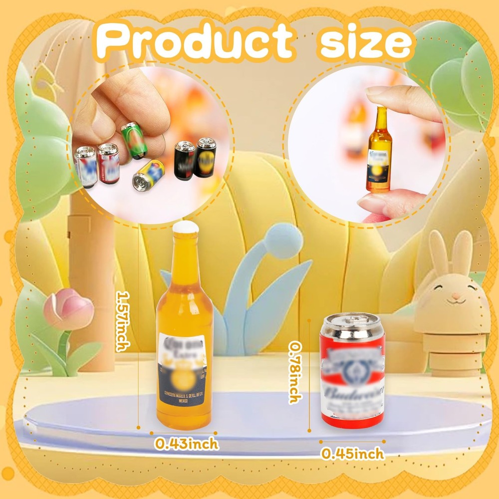1:12 Scale 11 Pcs Miniature Beer Bottles and Cans Mini Small, Set E