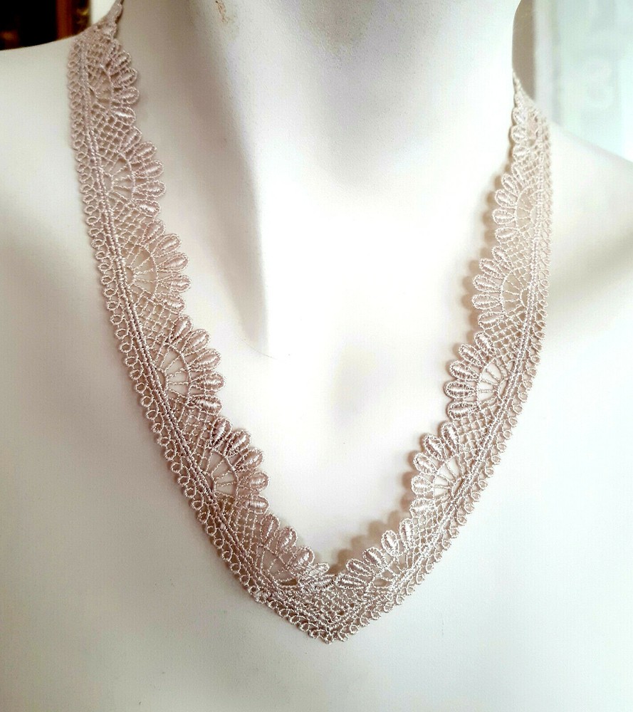 Applique lace hem neckline V shape POWDER wave pattern шнурок lace pizzo