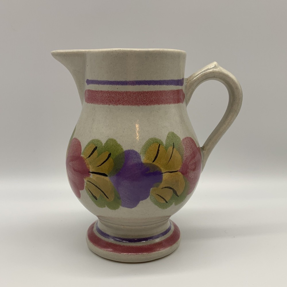 Ninon France Hand Painted Pottery Pitcher Floral Design