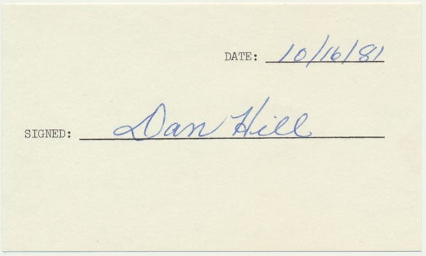 Dan Tiger HILL / Signature Signed