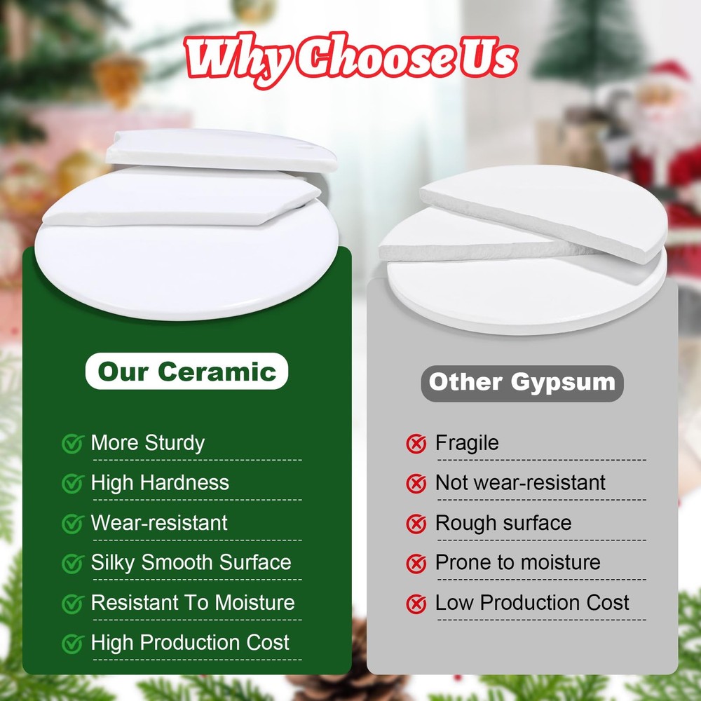 10Pcs Sublimation Ornament Blank Round White Ceramic 10-pack