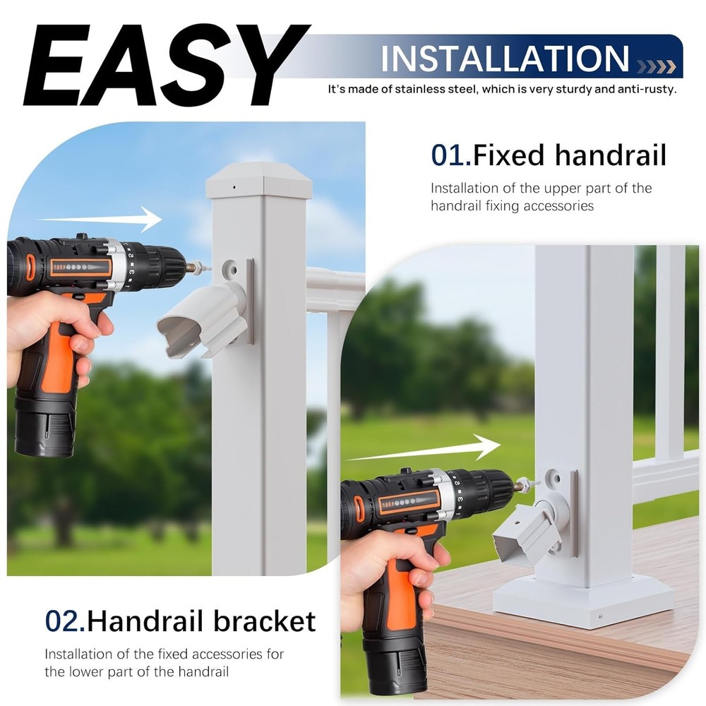 4 Pack Aluminum Deck Railing Bracket Connector, Adjustable Railing Bracket, Whit