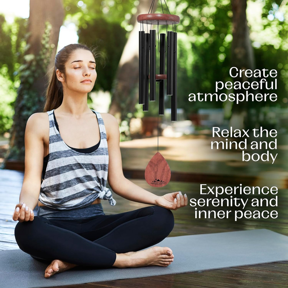 Upblend Wind Chimes for outside Gift – Deep Tone Wind Chime with Decorative Ston