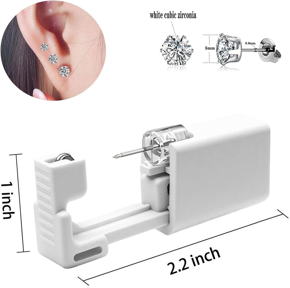 4 Pack Ear Piercing Gun Kit, Disposable with Silver 5mm