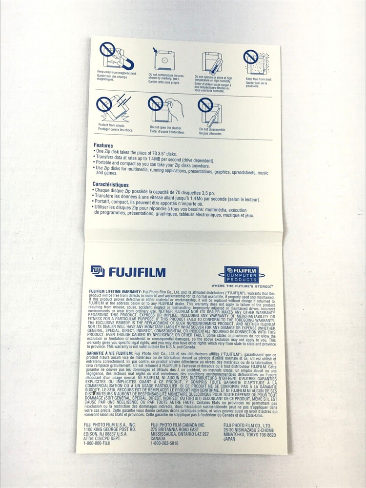 FUJIFILM Zip IBM Formatted 100MB Disk Zip100 Storage