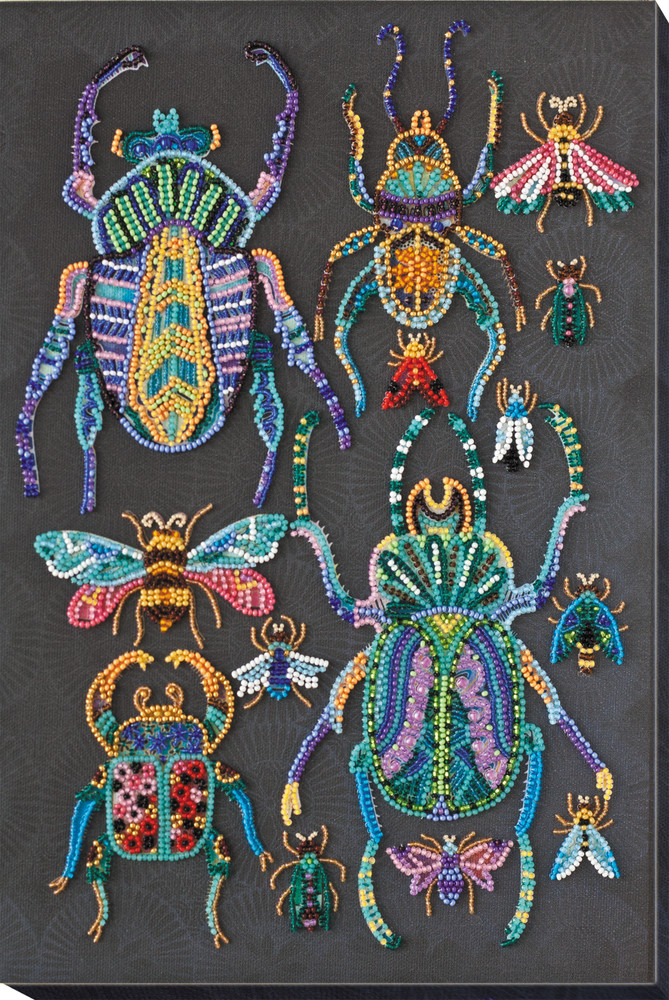 Bead Embroidery Kit DIY "Beetles" Beaded Needlepoint Craft Set