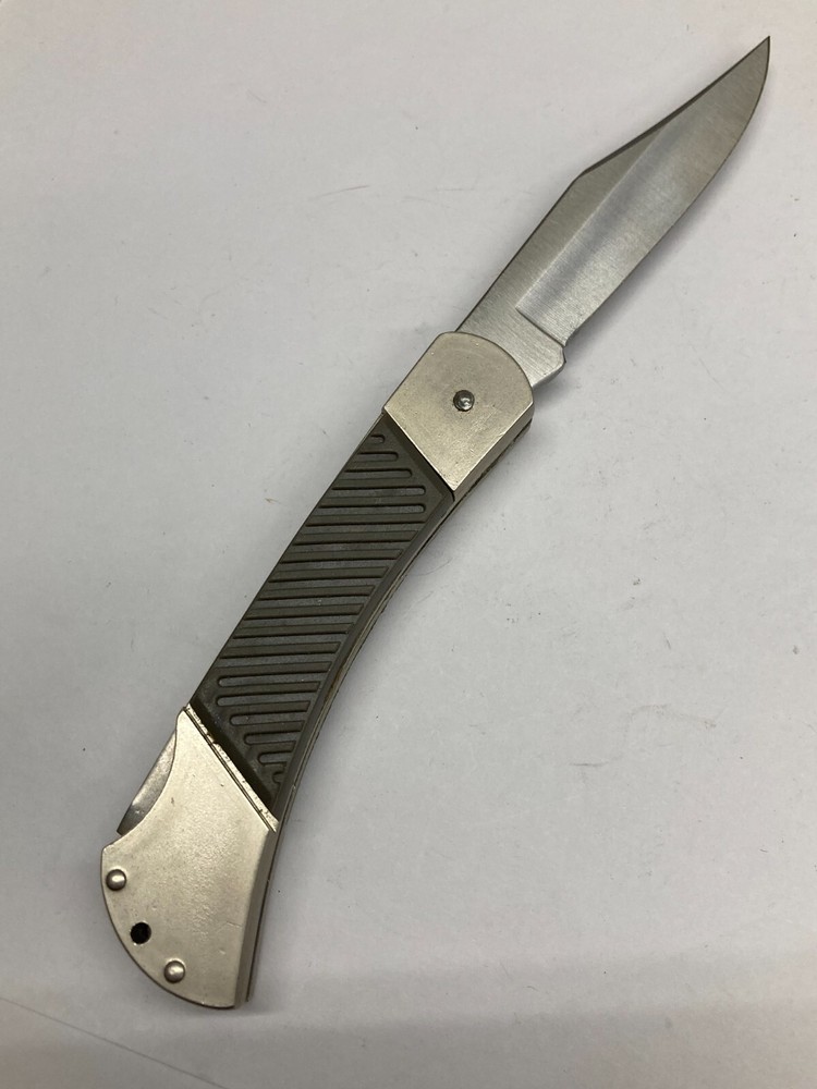Heavy Duty Lockback Folding Knife w/Plain Blade, Rubber Grip K-7195M