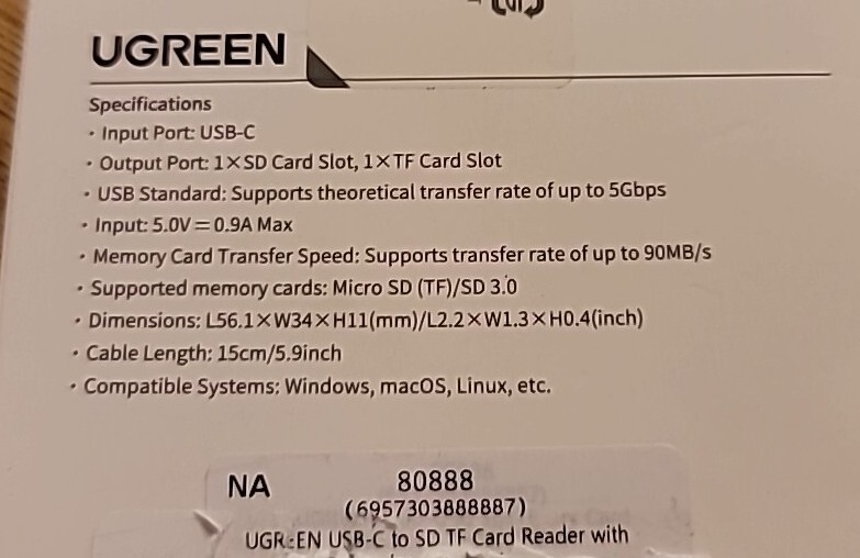 Ugreen USB-C Multifunction Card Reader