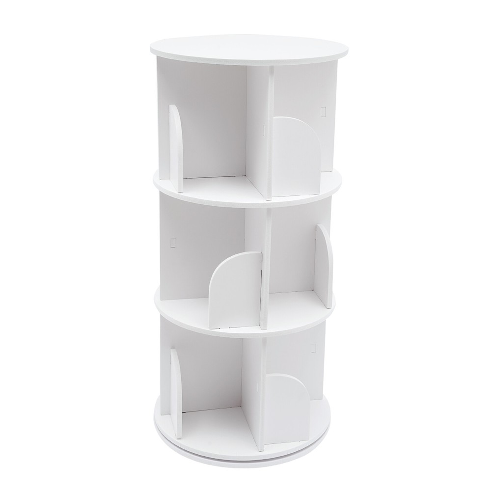 3-tier 360 Rotating Shelf Bookcase Bookshelf Stackable Floor Standing Organizer