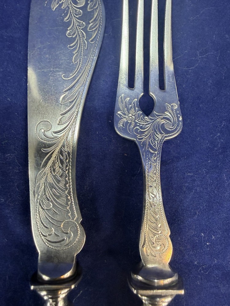 Antique 800 Silver Fish Slice and Fork Set Possibly German