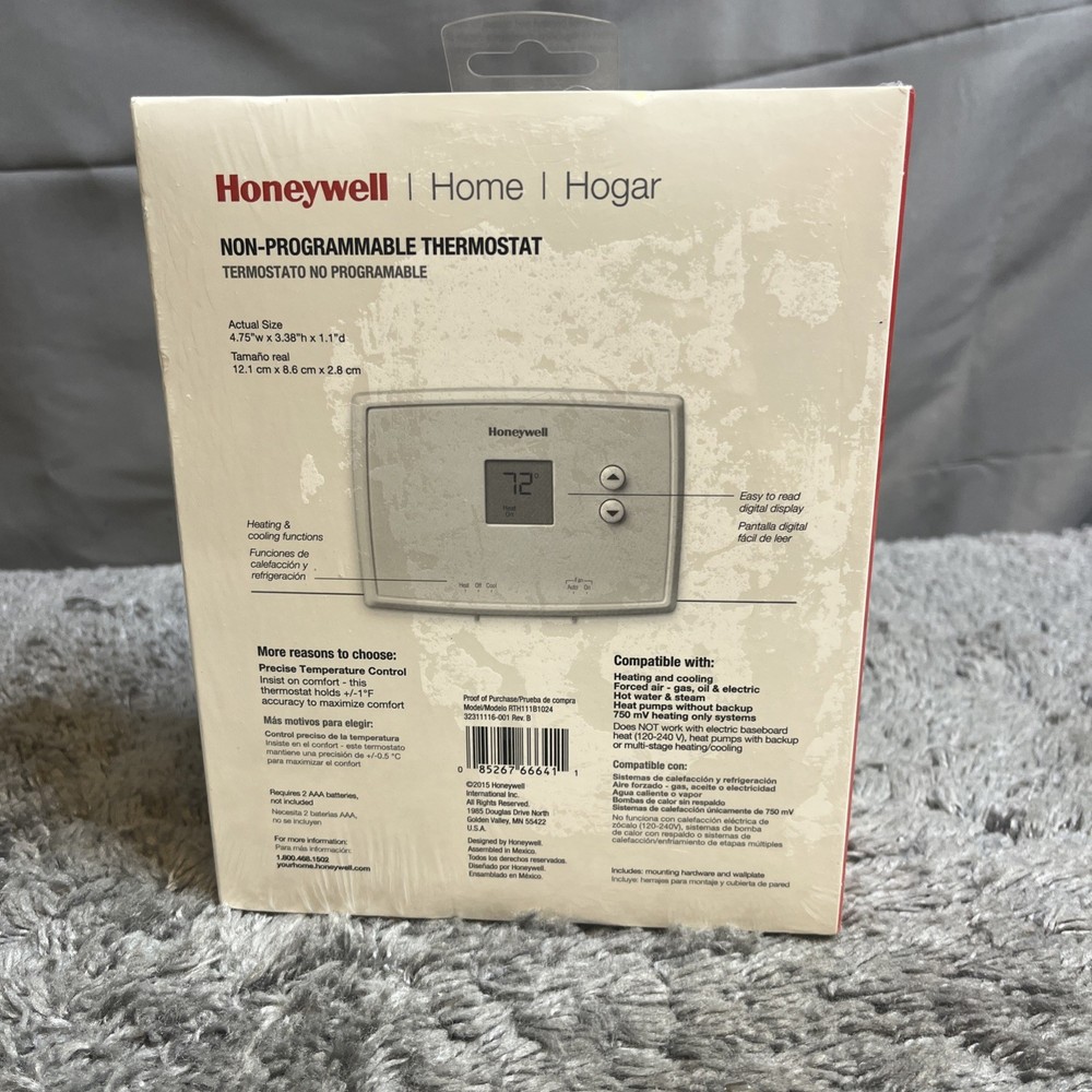 Honeywell RTH111B1024 Digital Non-Programmable Thermostat SEALED