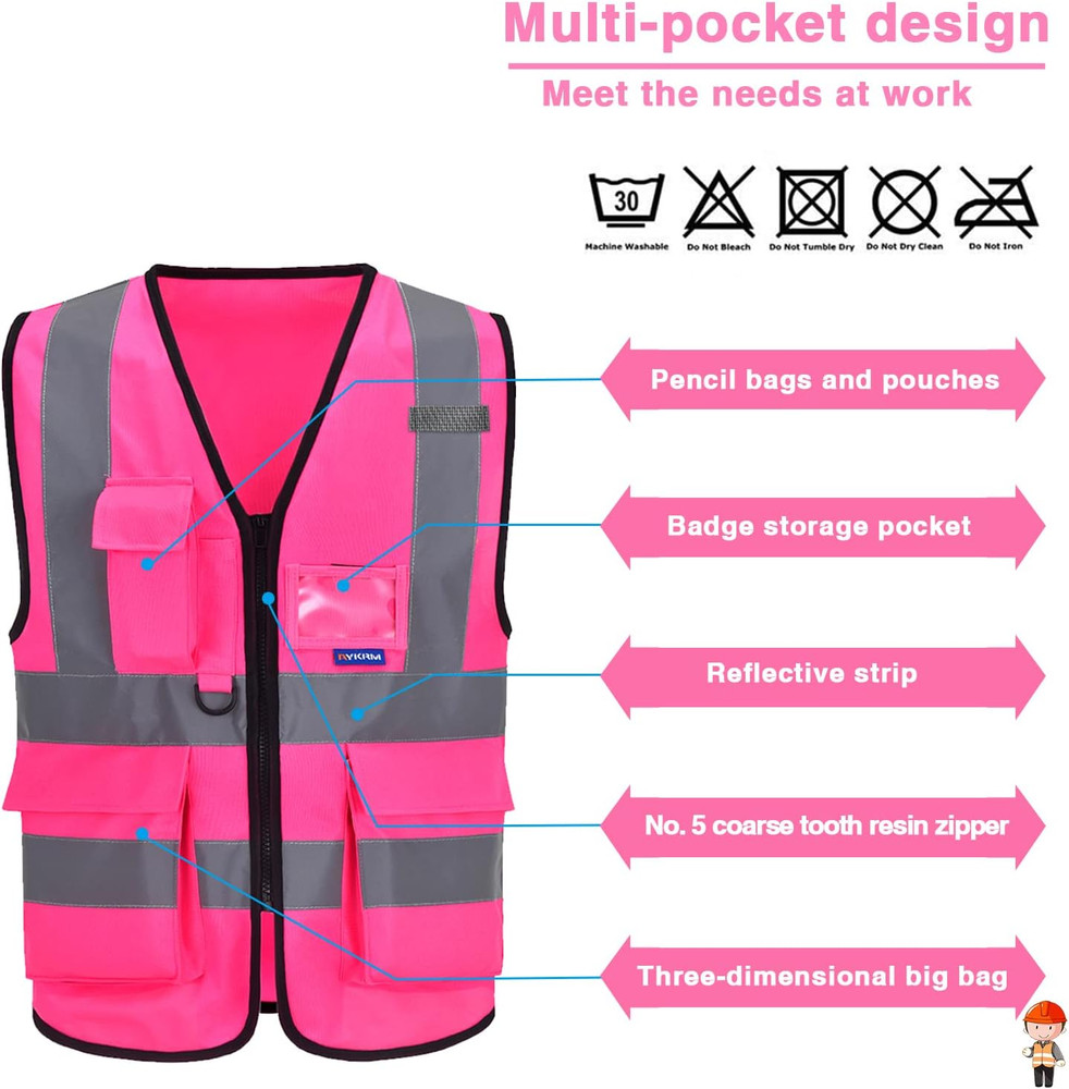 Women's Pink Reflective Safety Vest - Medium Size